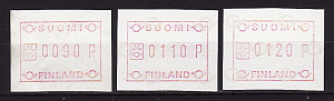 Финляндия, 1982, Автоматные марки, Почтовый рожок, 3 марки